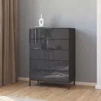 Flipp 5 Drawer Chest with Metal Base - Graphite