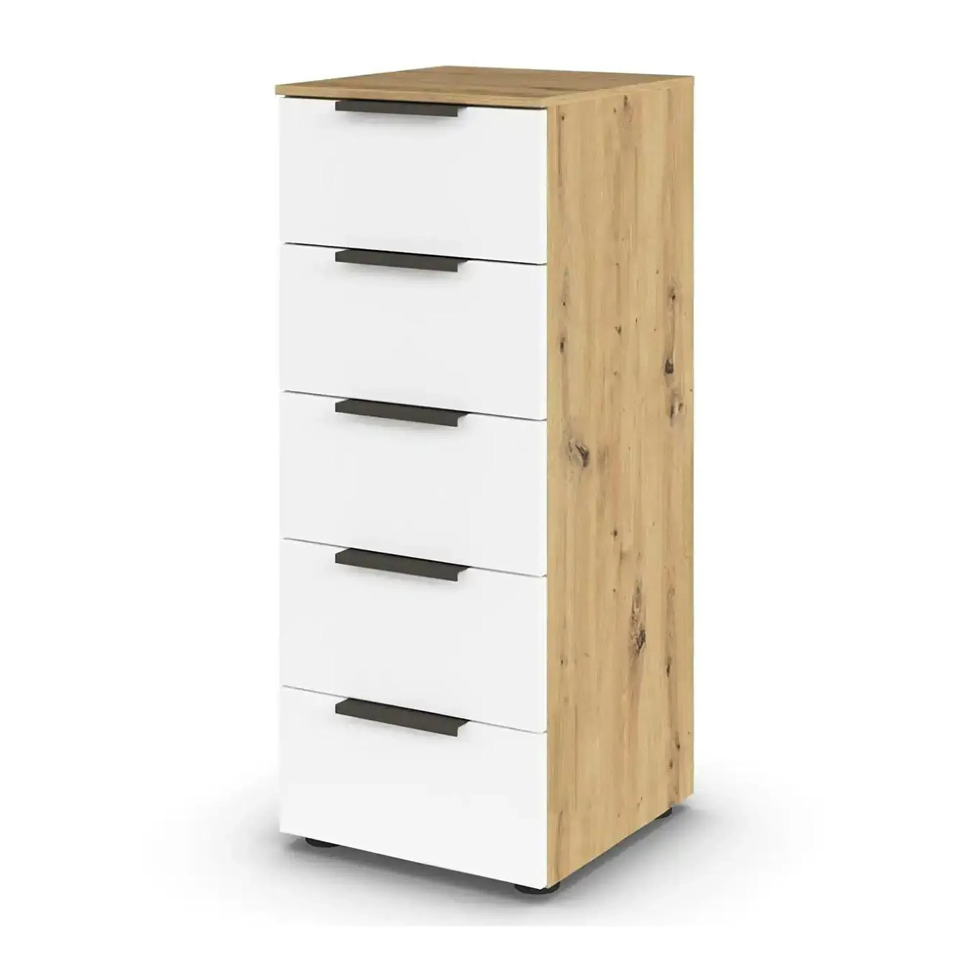 Flipp 5 Drawer Tall Chest with Adjustable Height - Artisan Oak