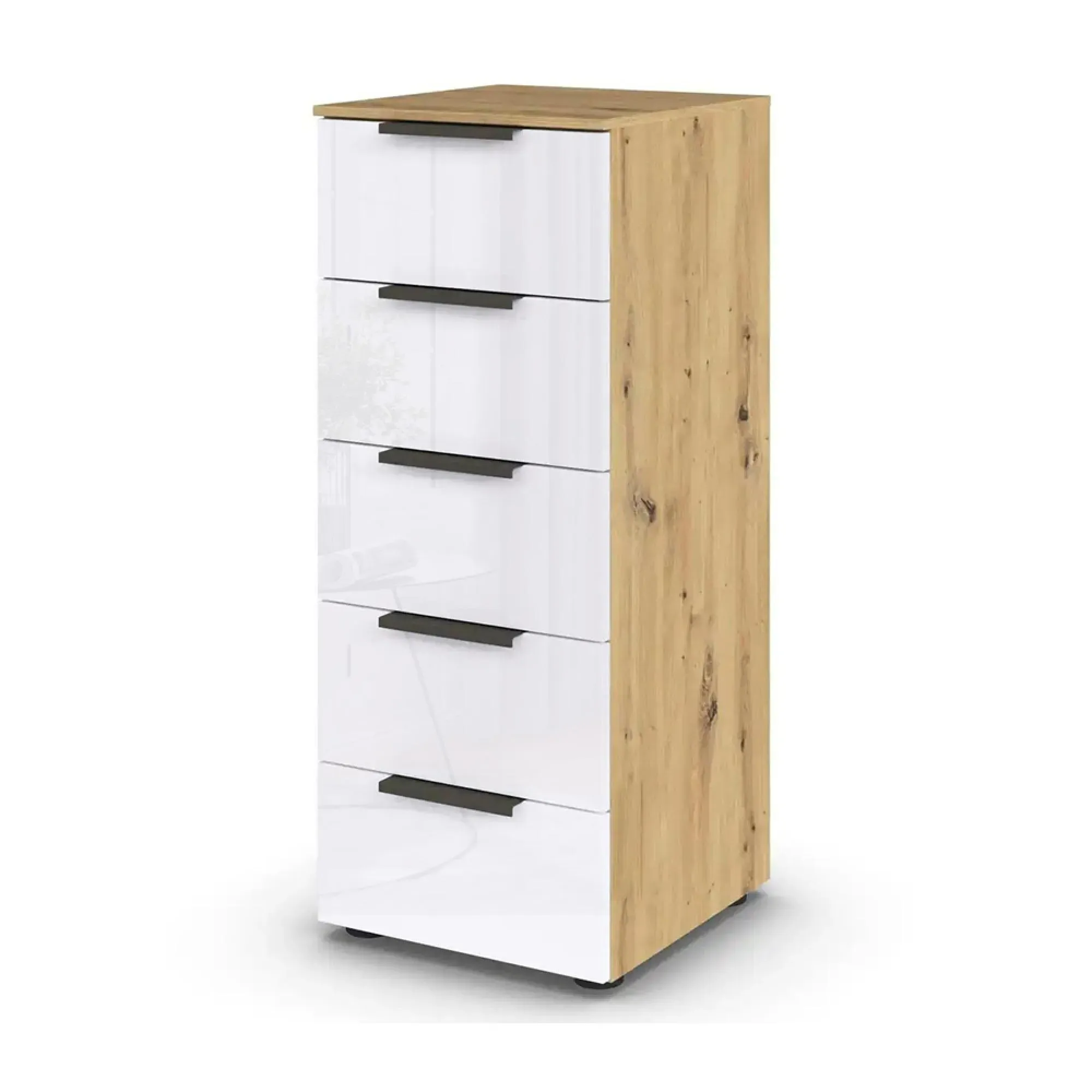 Flipp 5 Drawer Tall Chest with Adjustable Height - Artisan Oak