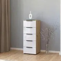 Flipp 5 Drawer Tall Chest with Adjustable Height - Artisan Oak