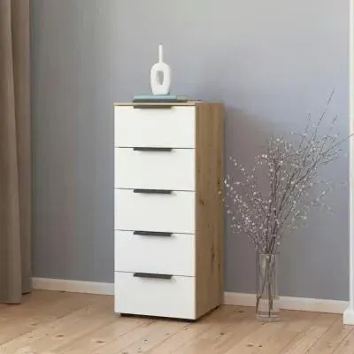 Flipp 5 Drawer Tall Chest with Adjustable Height - Artisan Oak