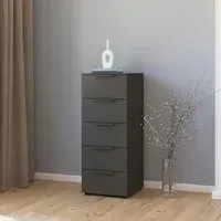 Flipp 5 Drawer Tall Chest with Adjustable Height - Graphite