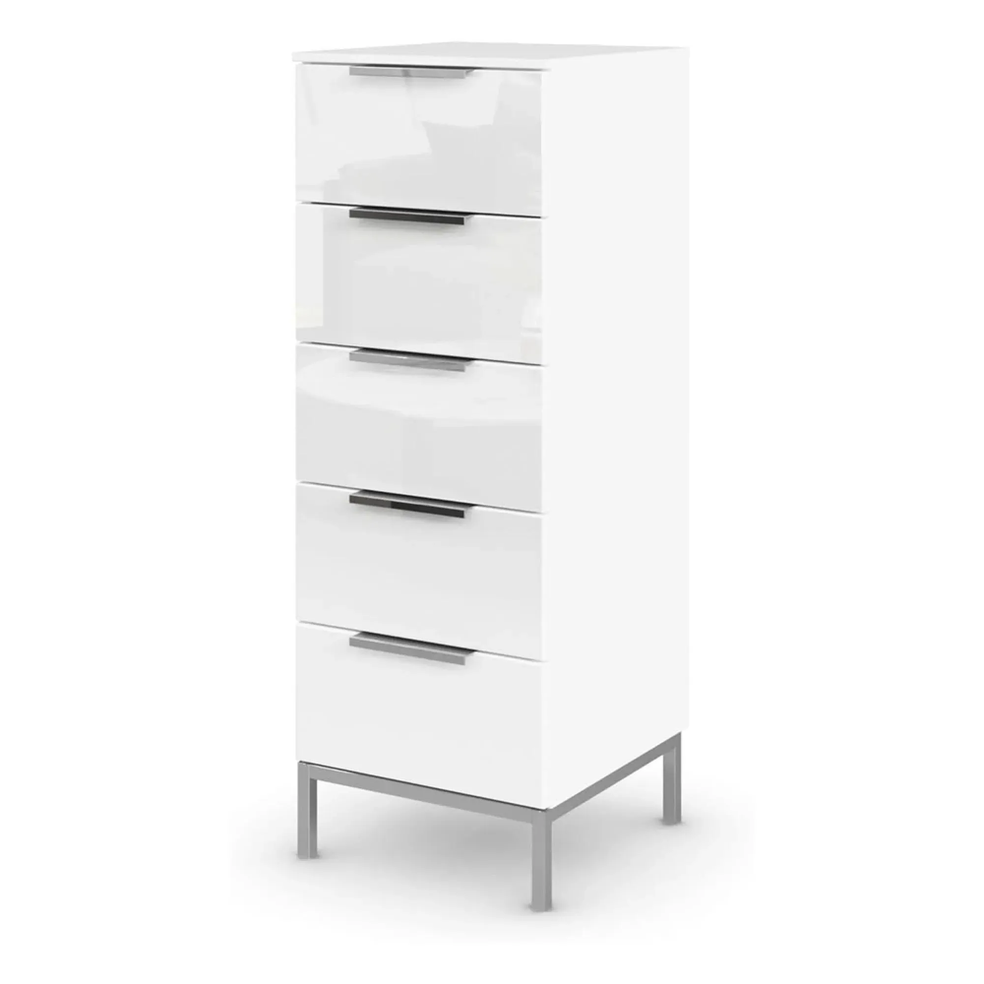 Flipp 5 Drawer Tall Chest with Metal Base - Alpine White