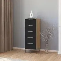 Flipp 5 Drawer Tall Chest with Metal Base - Artisan Oak