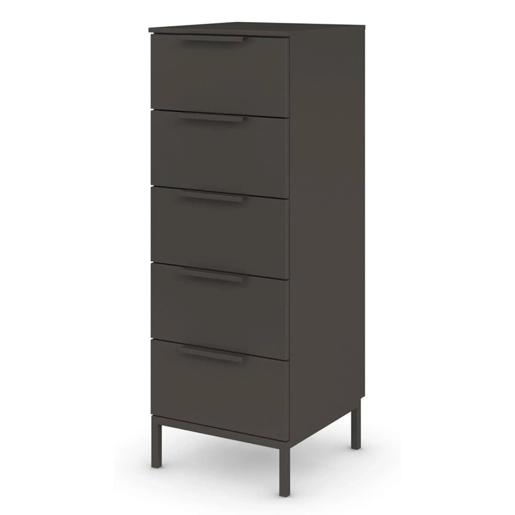 Flipp 5 Drawer Tall Chest with Metal Base - Graphite