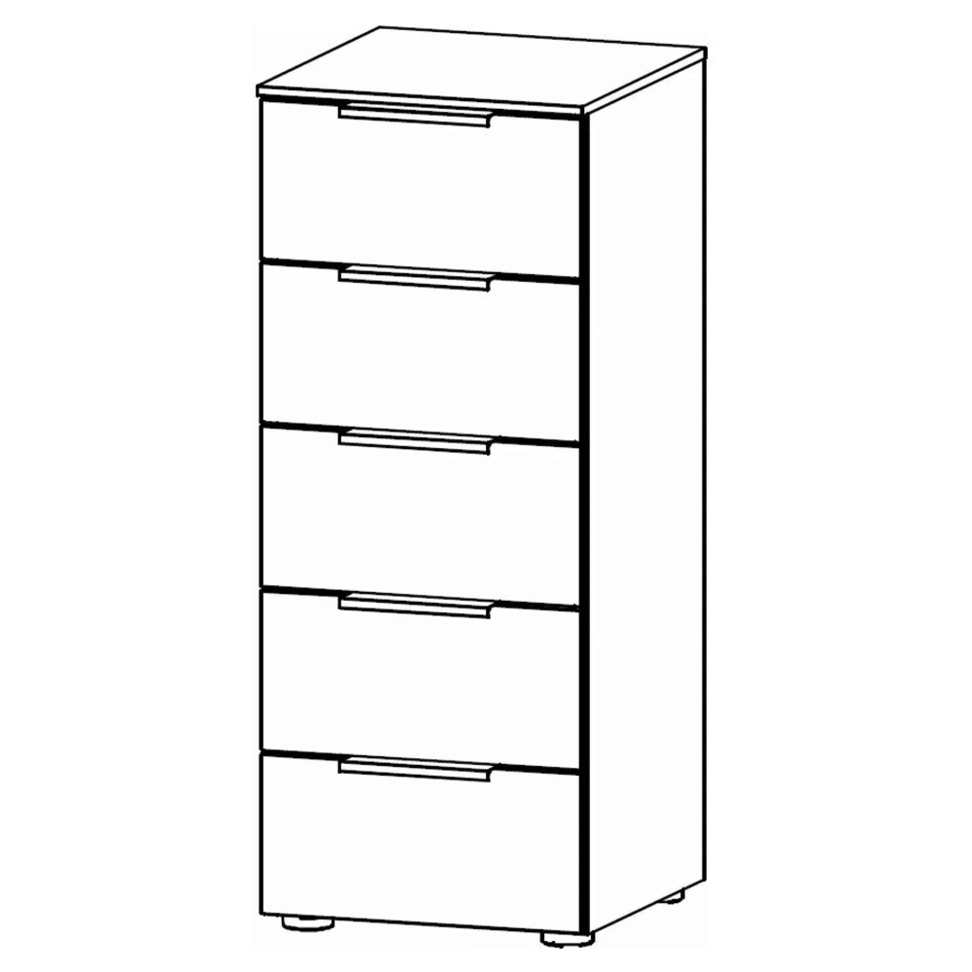 Flipp 5 Drawer Tall Chest with Metal Base - Graphite