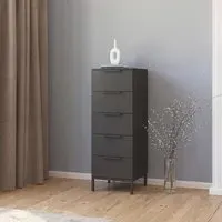 Flipp 5 Drawer Tall Chest with Metal Base - Graphite