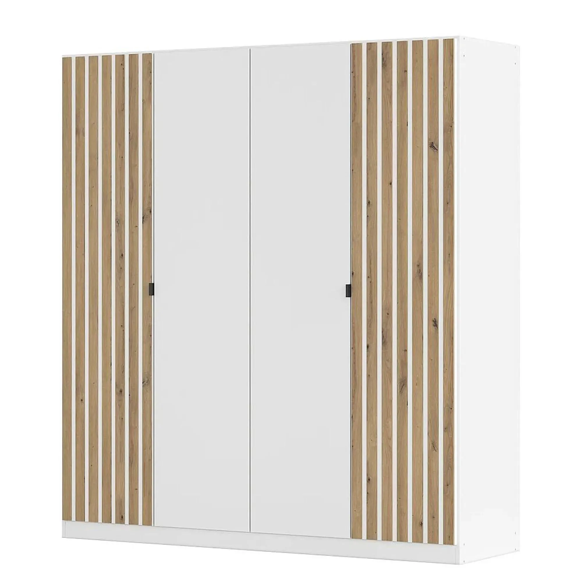 Genua 181cm 4 Door Wardrobe - Alpine White, Artisan Oak