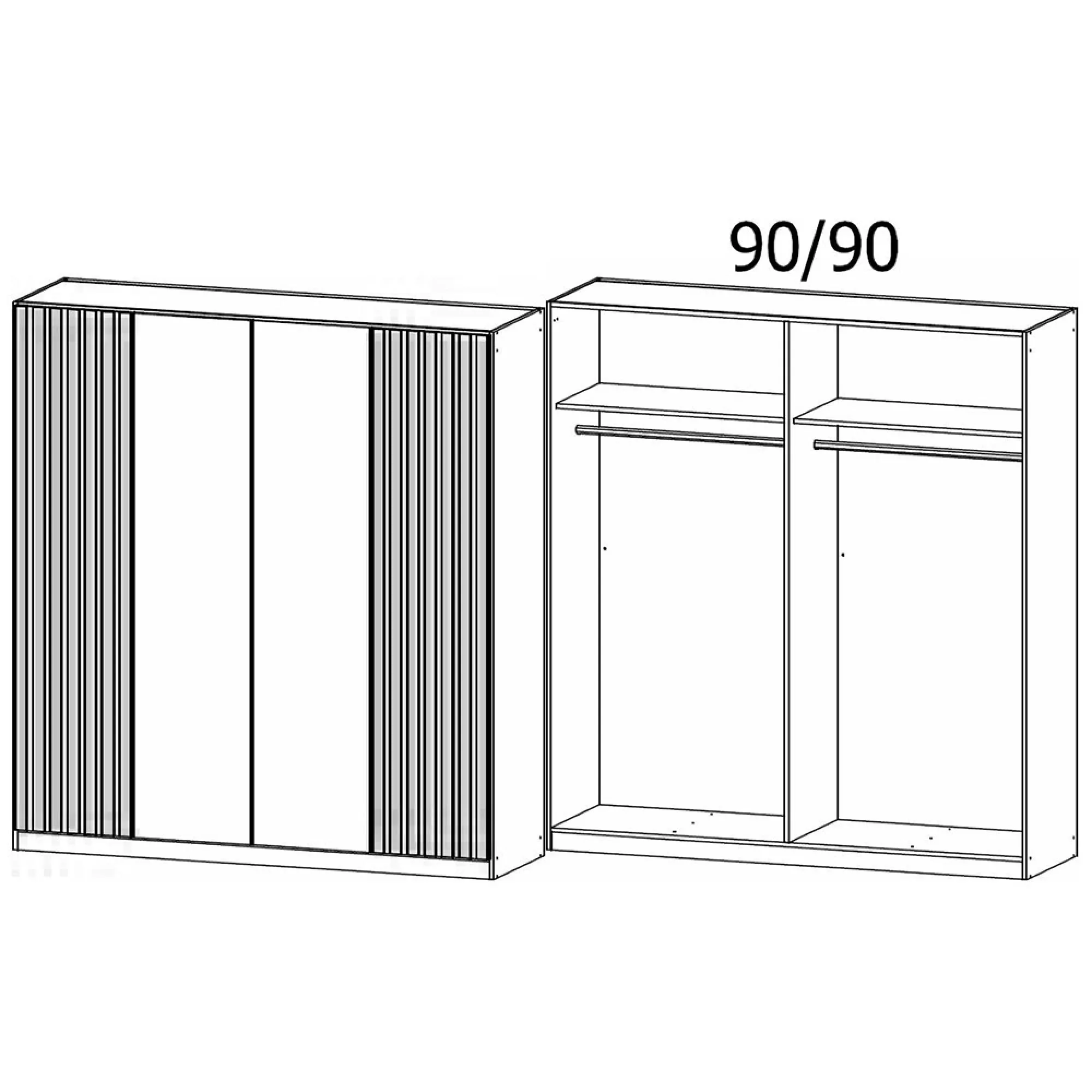 Genua 181cm 4 Door Wardrobe - Alpine White, Artisan Oak