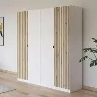 Genua 181cm 4 Door Wardrobe - Alpine White, Artisan Oak