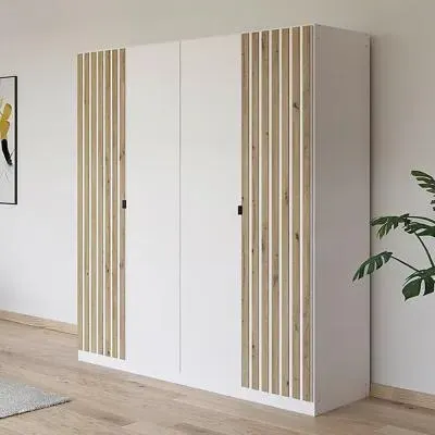 Genua 181cm 4 Door Wardrobe - Alpine White, Artisan Oak
