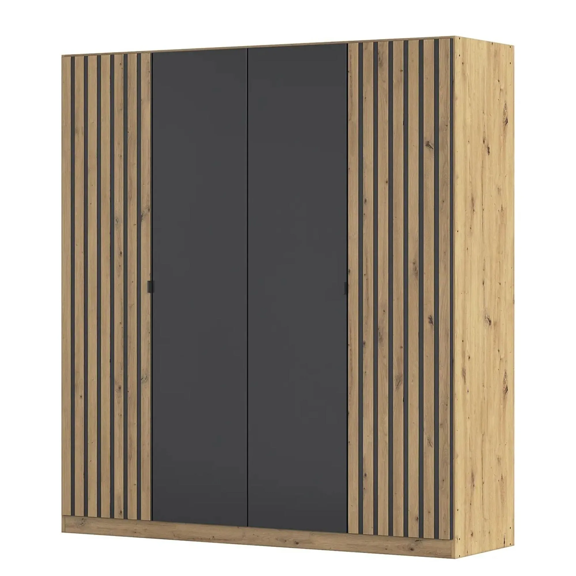 Genua 181cm 4 Door Wardrobe - Artisan Oak, Metallic Dark Grey