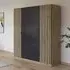 Genua 181cm 4 Door Wardrobe - Artisan Oak, Metallic Dark Grey