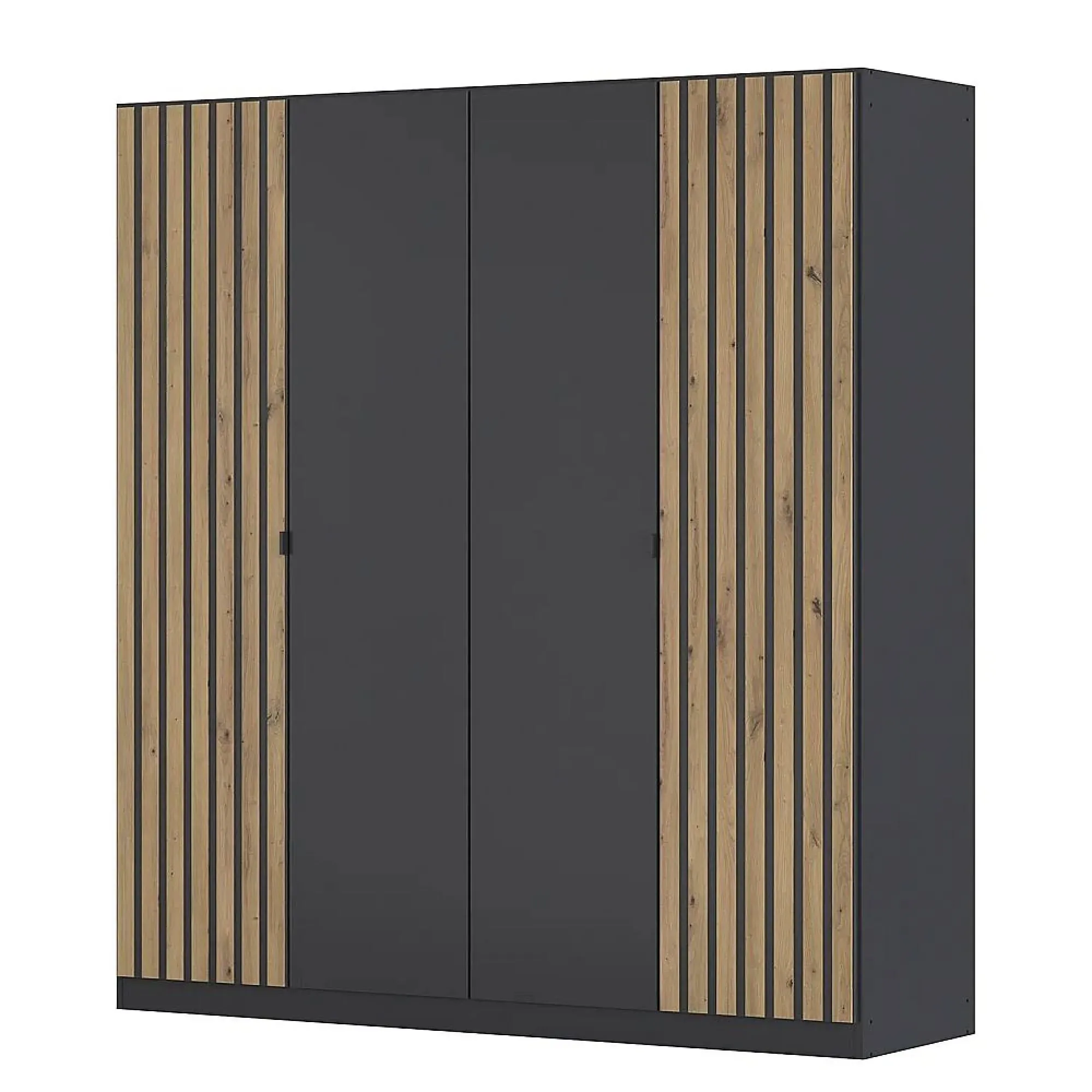 Genua 181cm 4 Door Wardrobe - Metallic Dark Grey, Artisan Oak