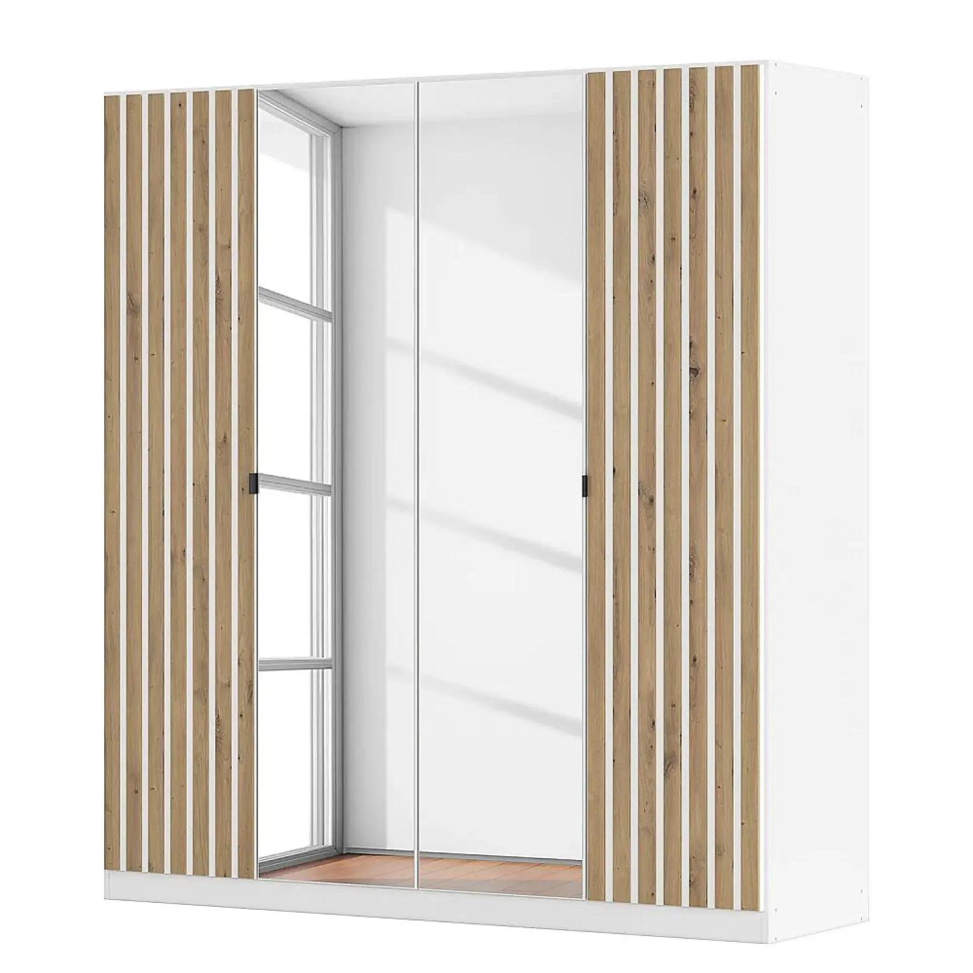 Genua 181cm 4 Door Wardrobe with Mirror - Alpine White