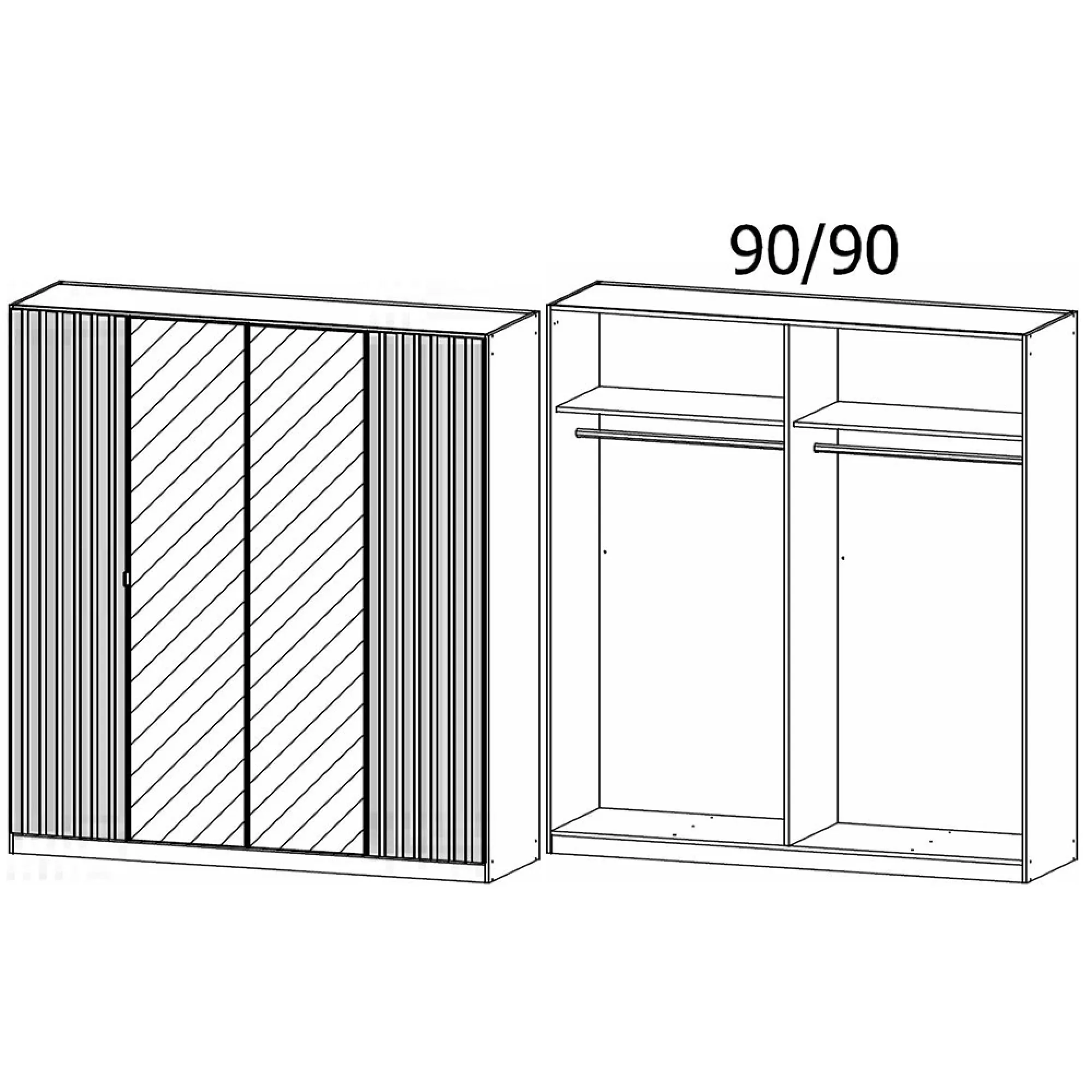 Genua 181cm 4 Door Wardrobe with Mirror - Alpine White