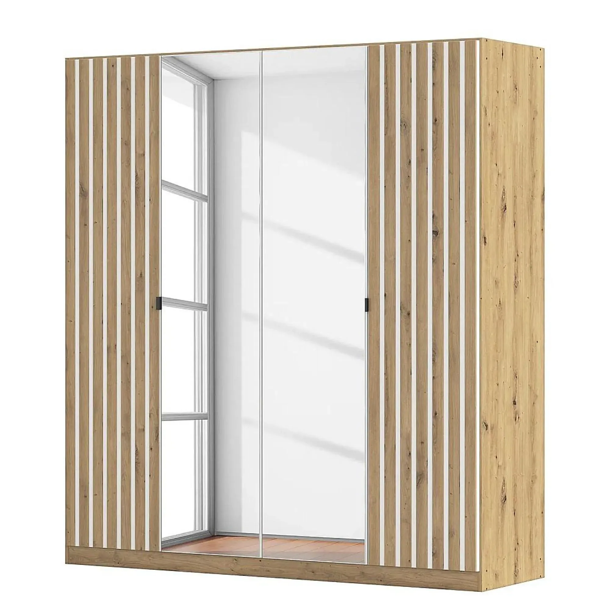 Genua 181cm 4 Door Wardrobe with Mirror - Artisan Oak