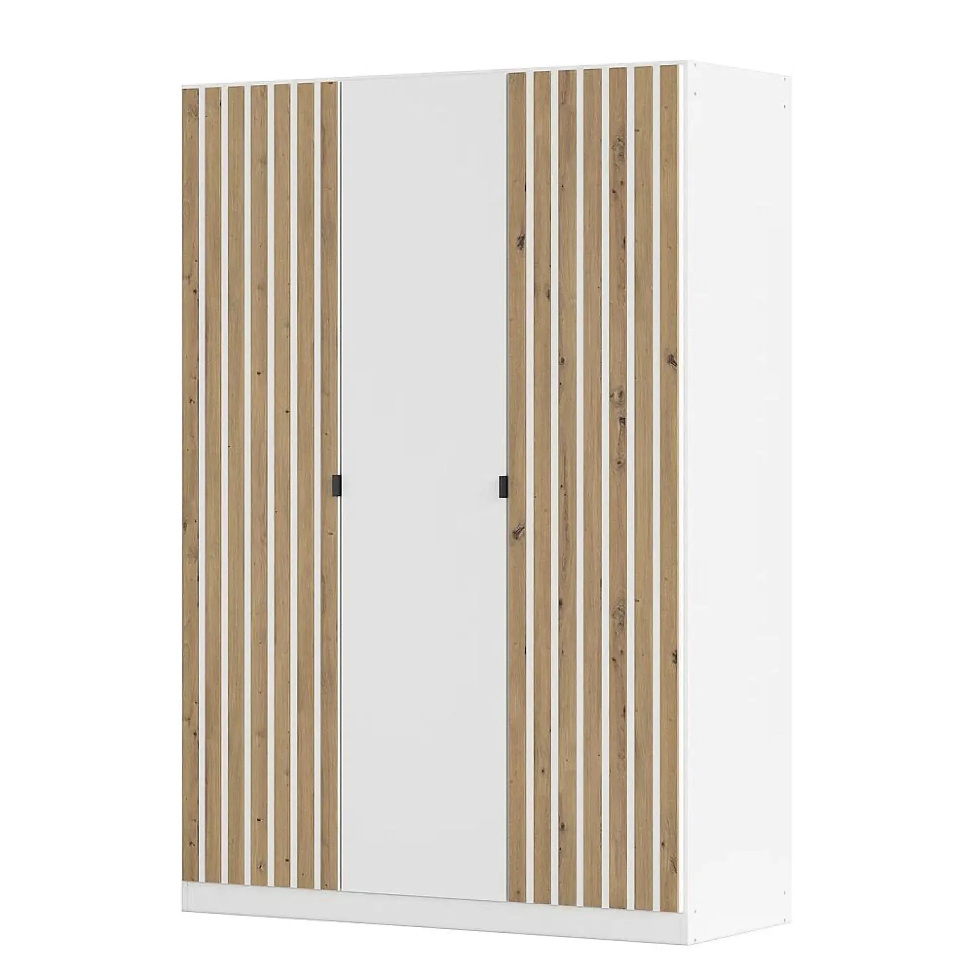 Genua 3 Door Wardrobe Type A - Alpine White, Artisan Oak