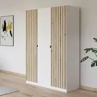 Genua 3 Door Wardrobe Type A - Alpine White, Artisan Oak