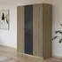 Genua 3 Door Wardrobe Type A - Artisan Oak, Metallic Dark Grey