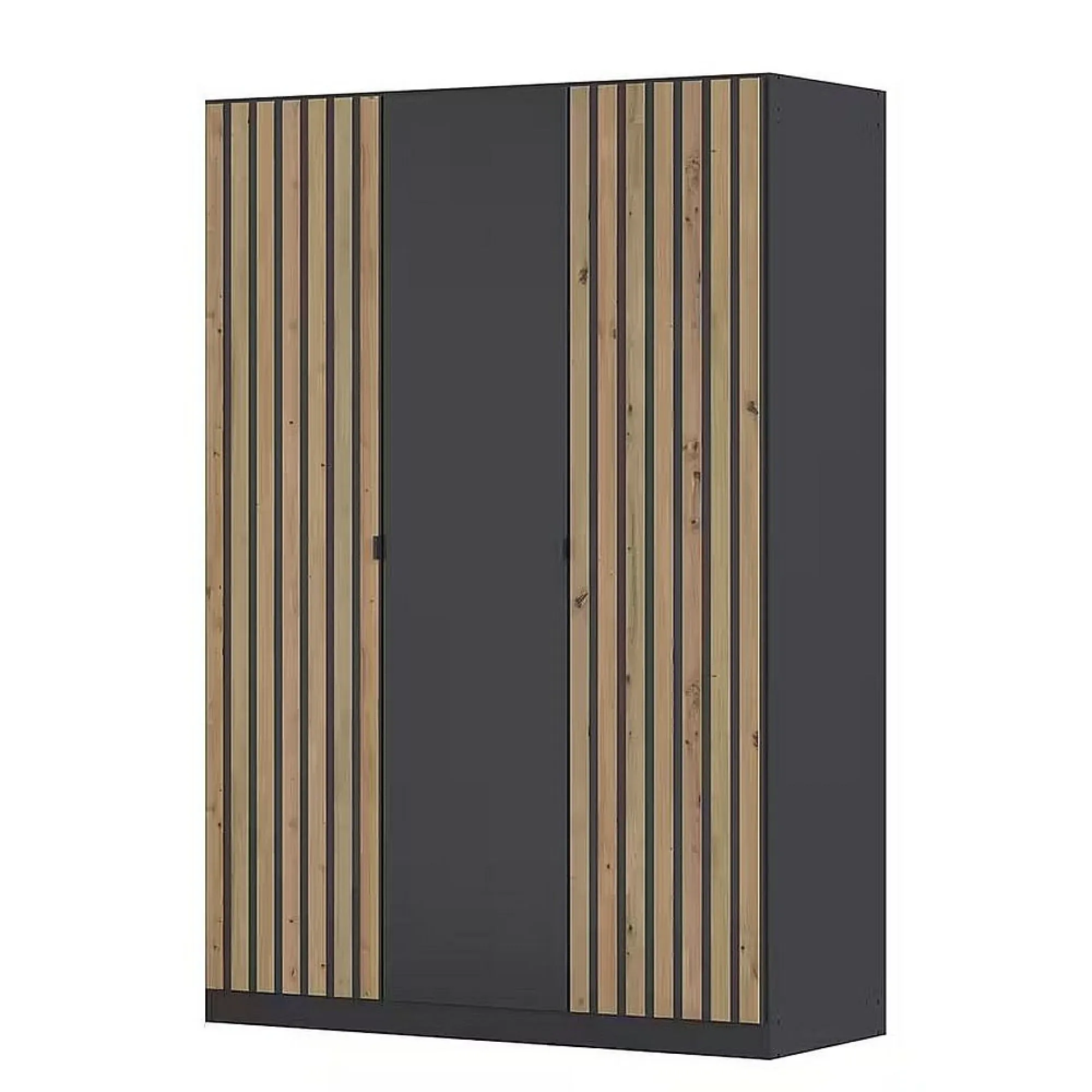 Genua 3 Door Wardrobe Type A - Metallic Dark Grey, Artisan Oak