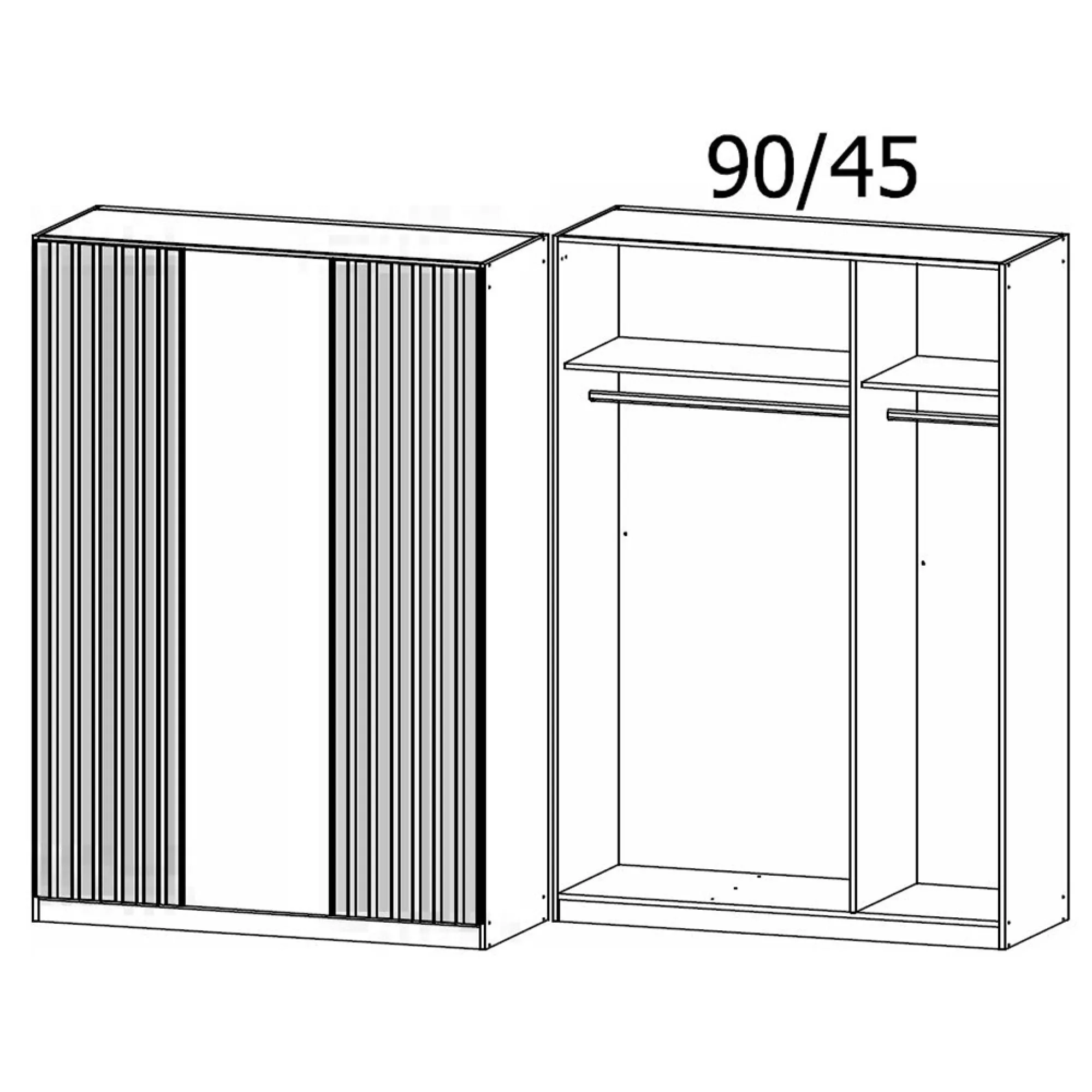 Genua 3 Door Wardrobe Type A - Metallic Dark Grey, Artisan Oak