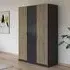 Genua 3 Door Wardrobe Type A - Metallic Dark Grey, Artisan Oak