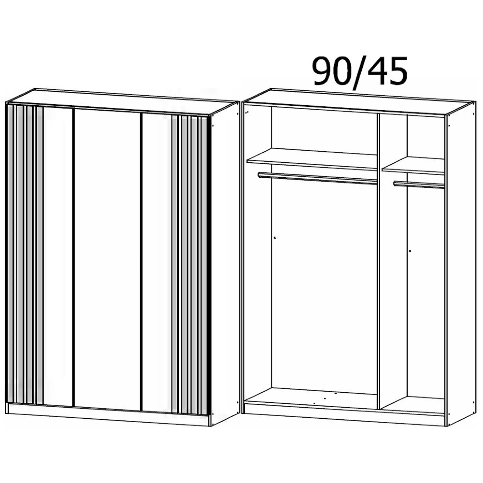 Genua 3 Door Wardrobe Type B - Artisan Oak, Alpine White