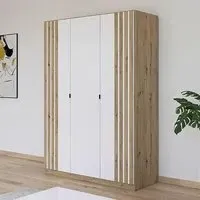 Genua 3 Door Wardrobe Type B - Artisan Oak, Alpine White