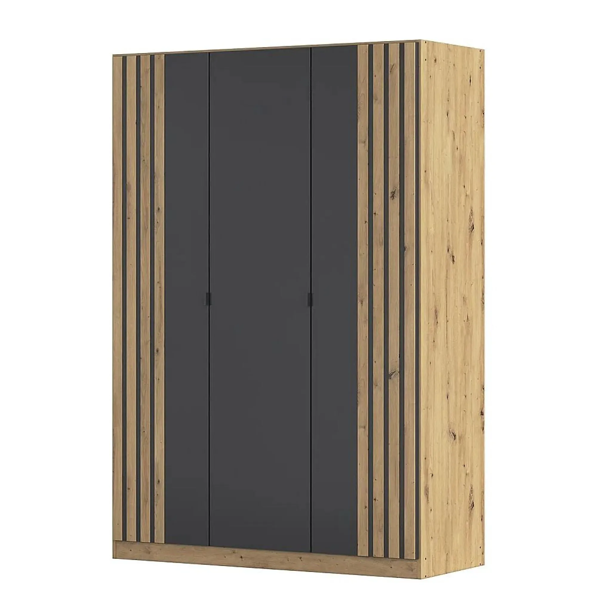 Genua 3 Door Wardrobe Type B - Artisan Oak, Metallic Dark Grey