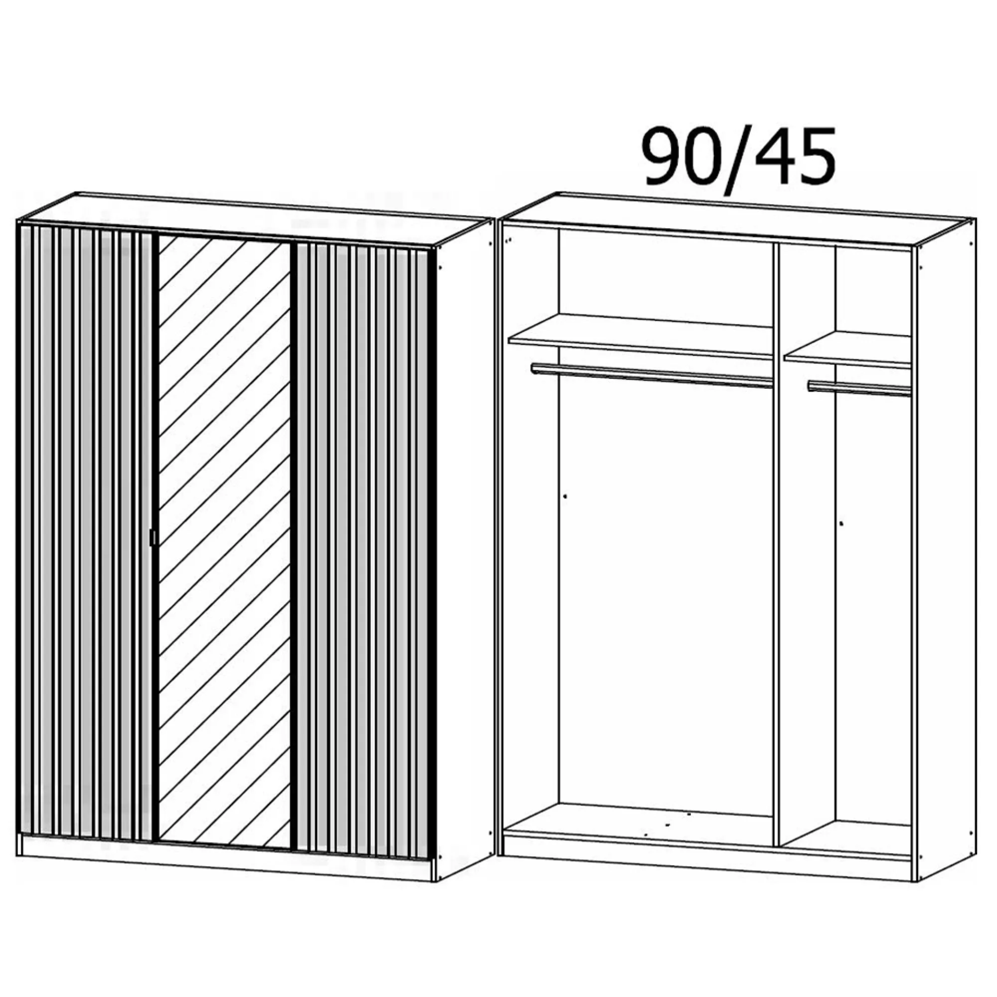 Genua 3 Door Wardrobe with Mirror - Metallic Dark Grey, Artisan Oak