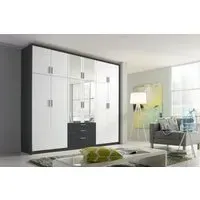 Hildesheim Extra 12 Door Combi Wardrobe - Metallic Grey, White