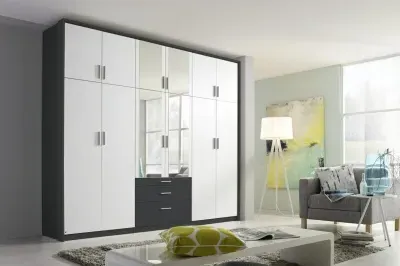 Hildesheim Extra 12 Door Combi Wardrobe - Metallic Grey, White