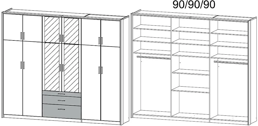 Hildesheim Extra 12 Door Combi Wardrobe - Oak, White