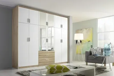 Hildesheim Extra 12 Door Combi Wardrobe - Oak, White