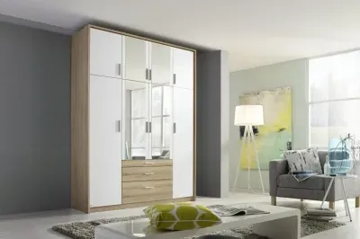 Hildesheim Extra 8 Door Combi Wardrobe - Oak, White