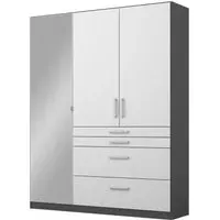 Homburg 3-Door Combi Wardrobe with Mirror - Grey, White