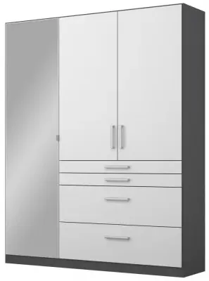 Homburg 3-Door Combi Wardrobe with Mirror - Grey, White