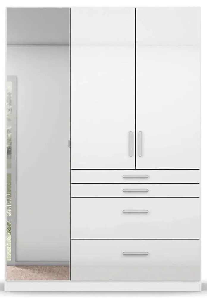 Homburg 3-Door Combi Wardrobe with Mirror - White