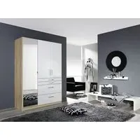 Homburg 3-Door Combi Wardrobe with Mirror - White, Oak