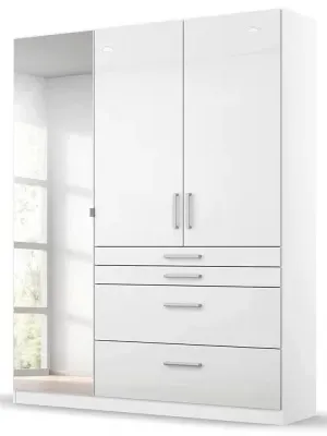 Homburg 3-Door Combi Wardrobe with Mirror - White