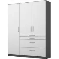 Homburg 3-Door Wardrobe with Drawers - Grey, White
