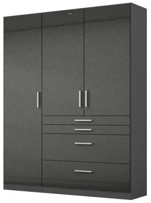 Homburg 3-Door Wardrobe with Drawers - Grey