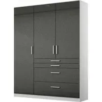 Homburg 3-Door Wardrobe with Drawers - White, Grey