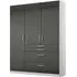 Homburg 3-Door Wardrobe with Drawers - White, Grey
