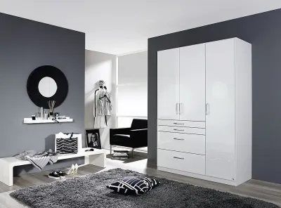 Homburg 3-Door Wardrobe with Drawers - White image