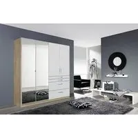 Homburg 4 Door Combi Wardrobe - White Gloss, Oak