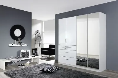 Homburg 4 Door Combi Wardrobe - White image