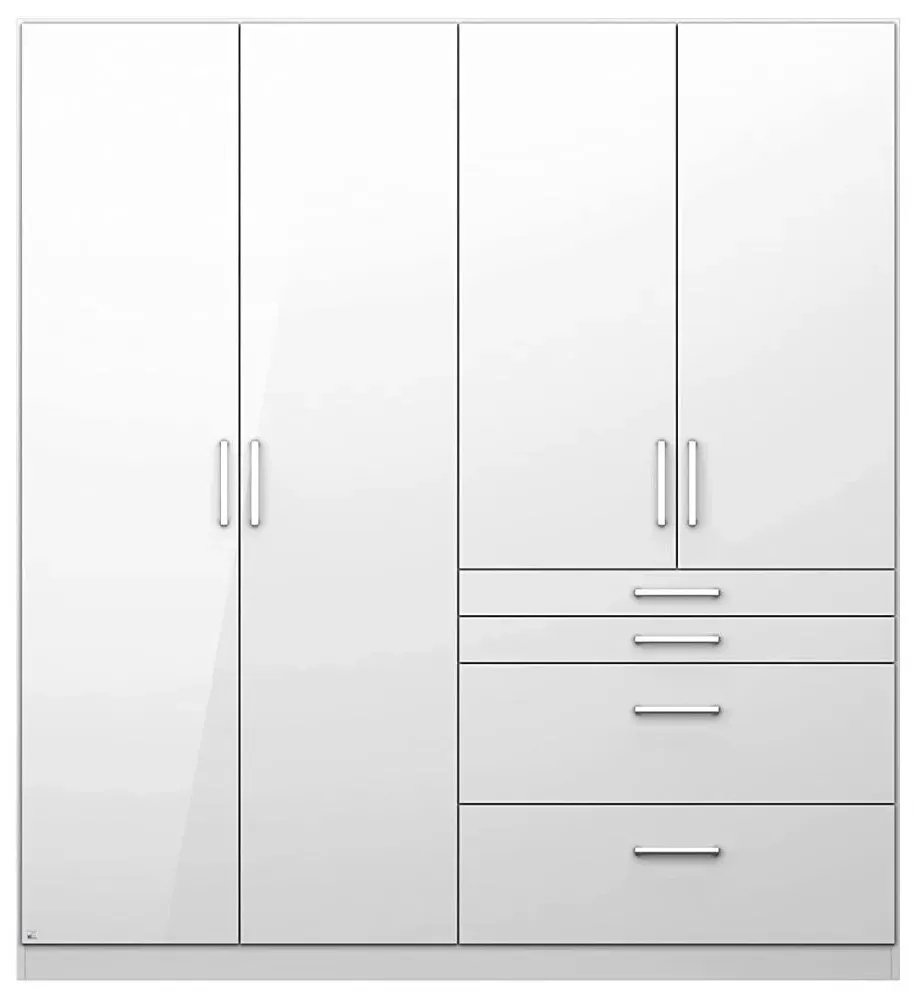 Homburg 4 Door Combi Wardrobe with Drawers - White