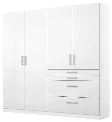 Homburg 4 Door Combi Wardrobe with Drawers - White